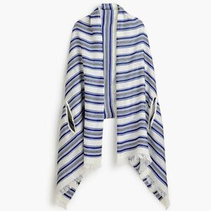 NWT J Crew Women's Summerweight Cape Scarf in Blue Stripe